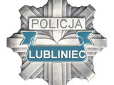 Na zdjęciu policyjna gwiazda z napisem Policja Lubliniec.